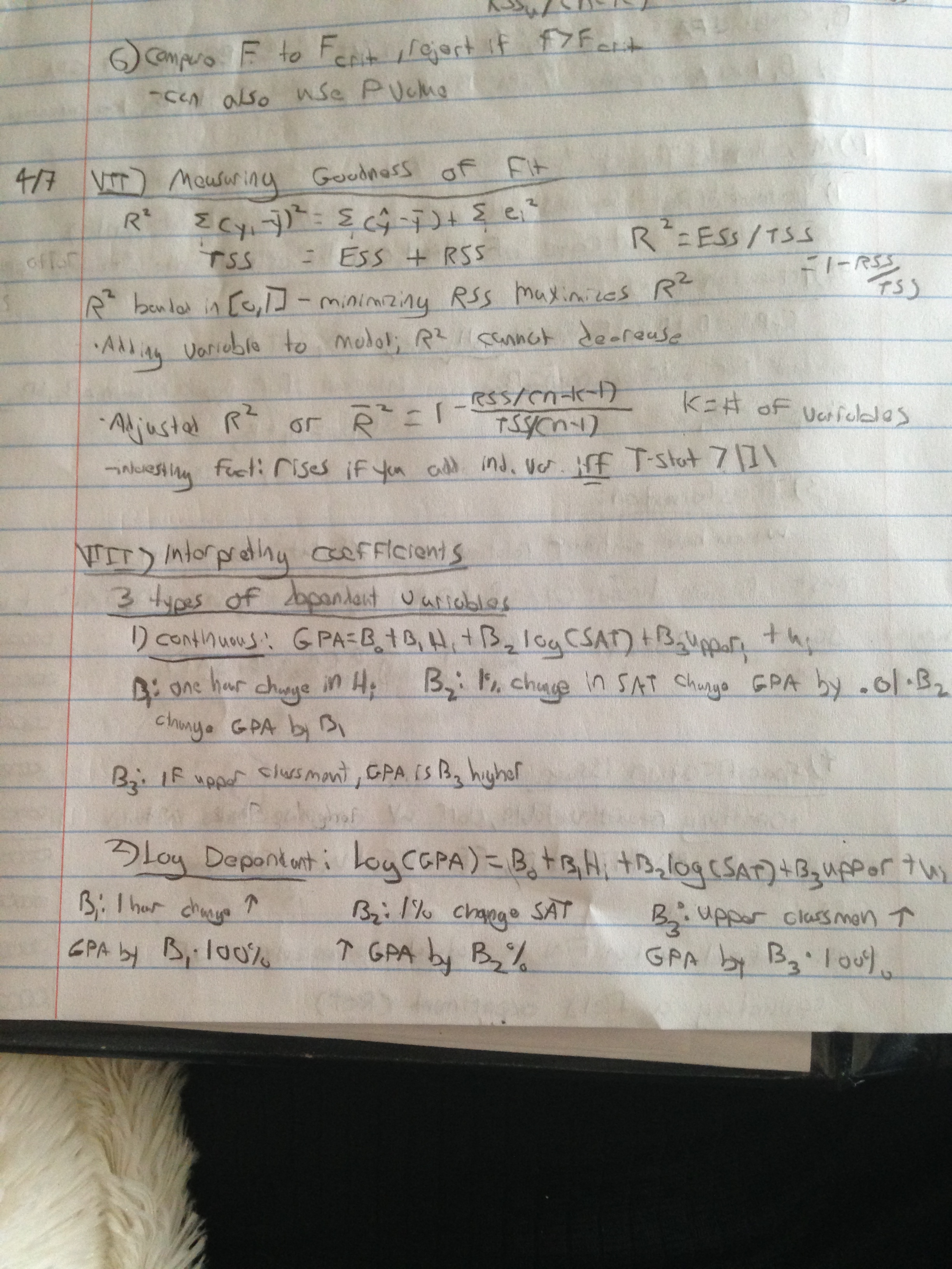 week 2 notes review & heteroskedasticity