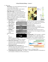 Lecture 4 Notes - Microscopy & Methods