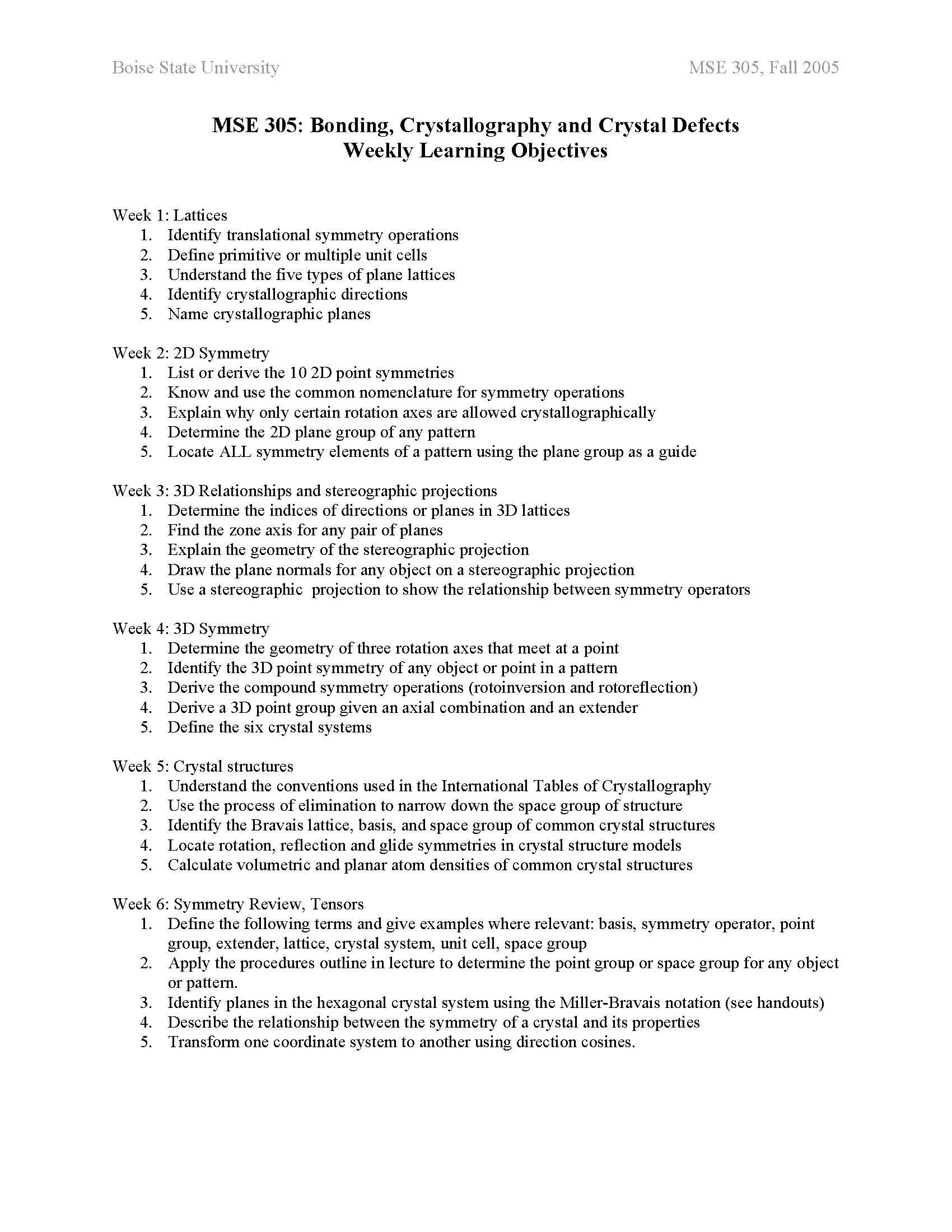 Bonding, Crystallography, and Crystal Defects