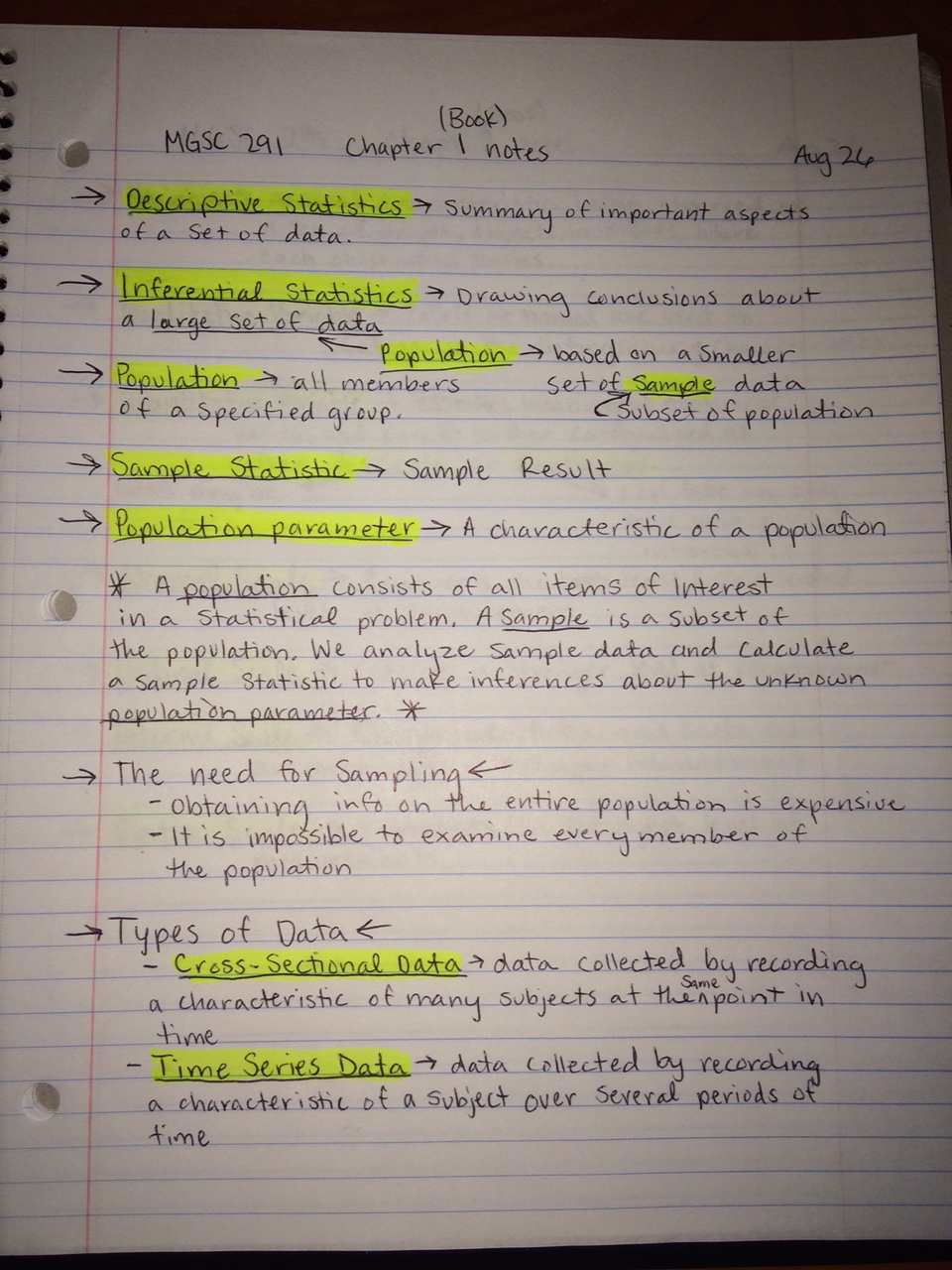 Week One Notes_MGSC 291_In-Class