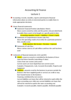 Lecture 1 notes - Accounting & Finance