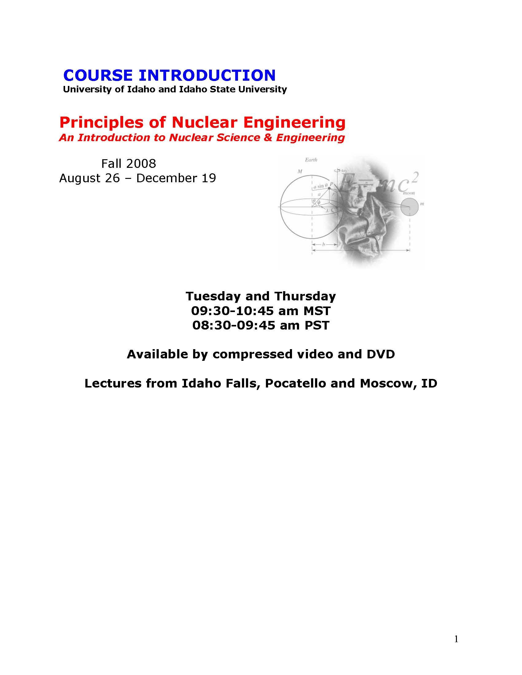 Principles of Nuclear Engineering