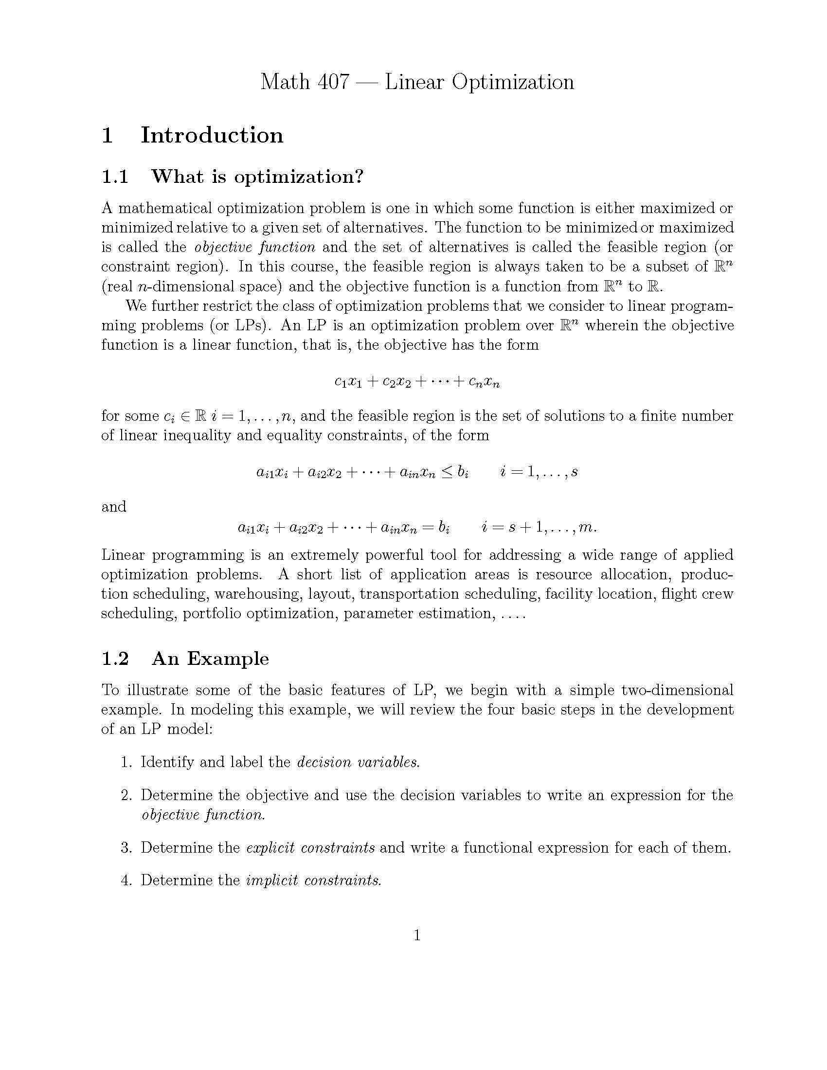 LINEAR OPTIMIZATION