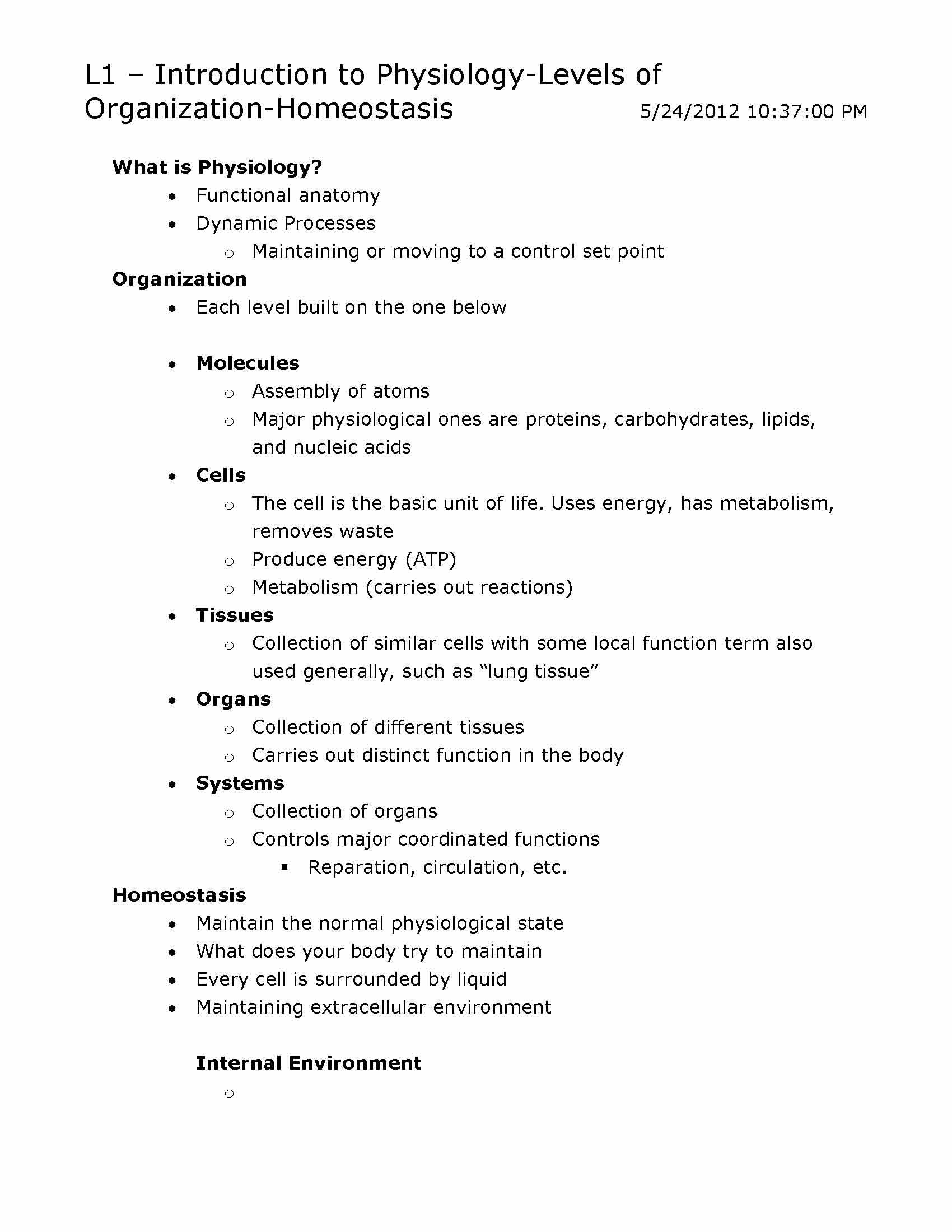Introductory Physiology