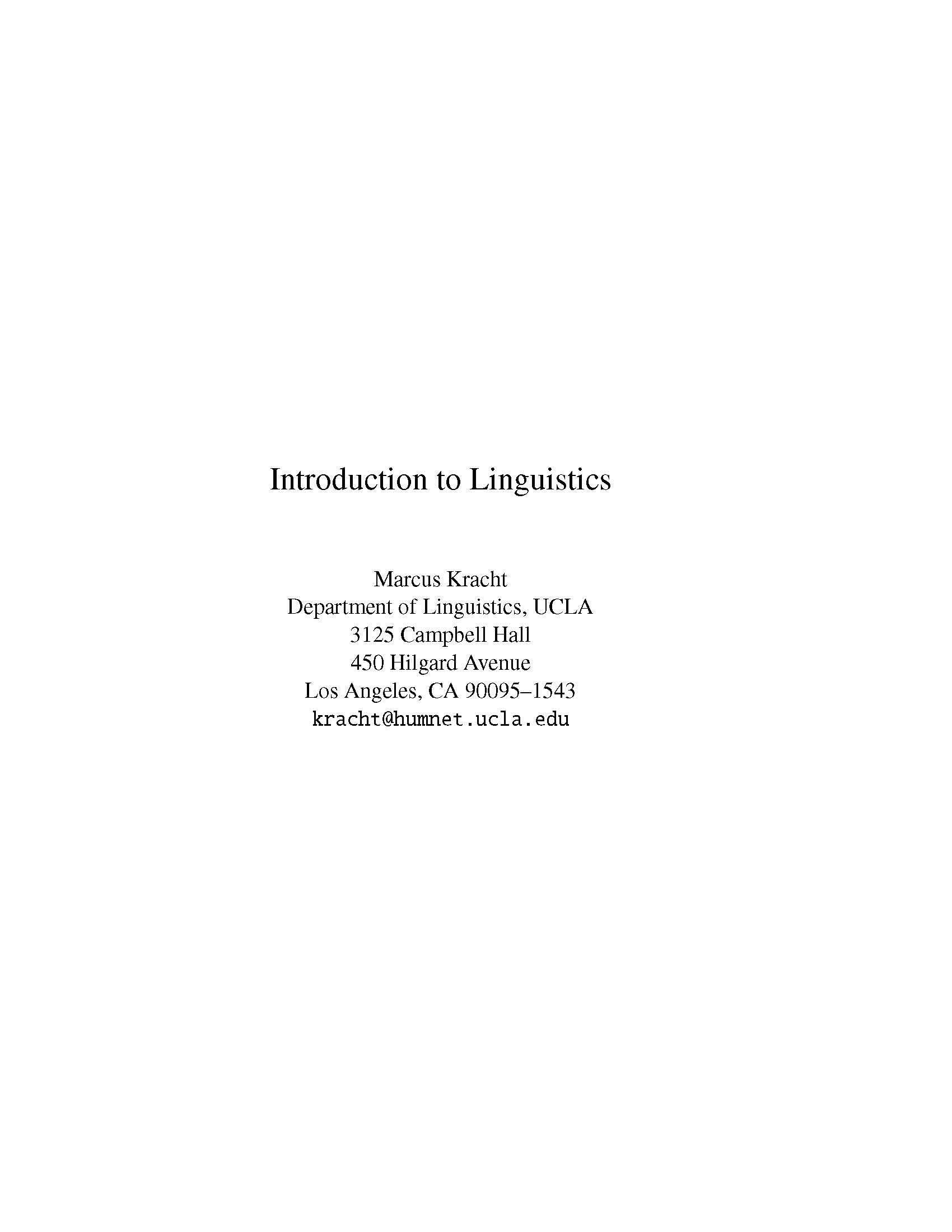 Introduction to Linguistics