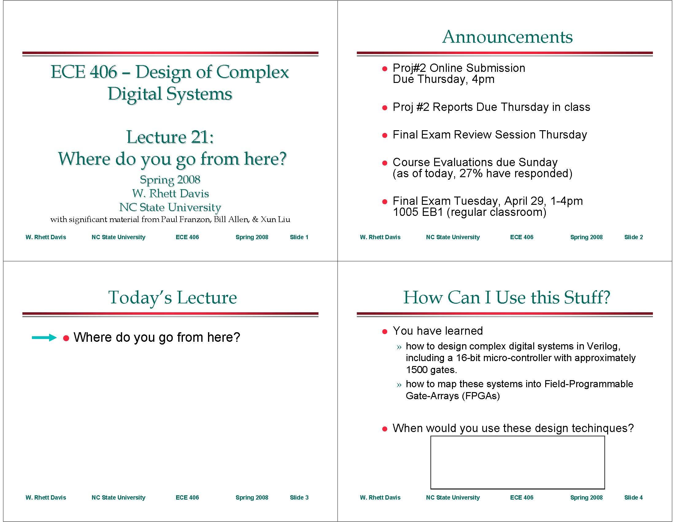 Design of Complex Digital Systems