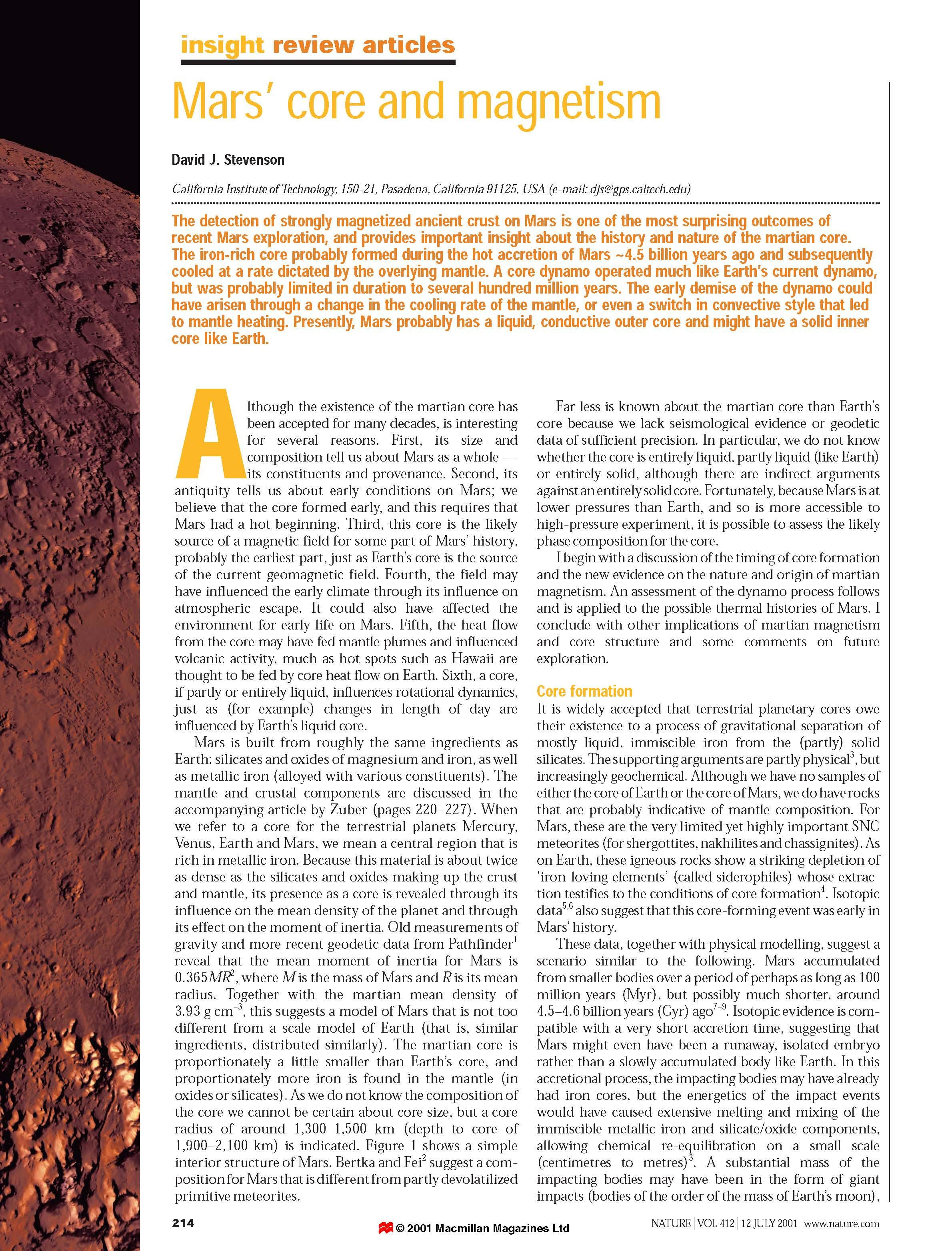 Mars Evolution
