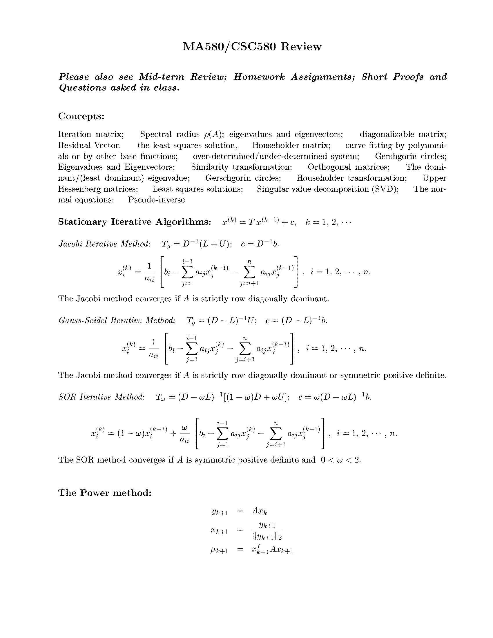 Numerical Analysis I