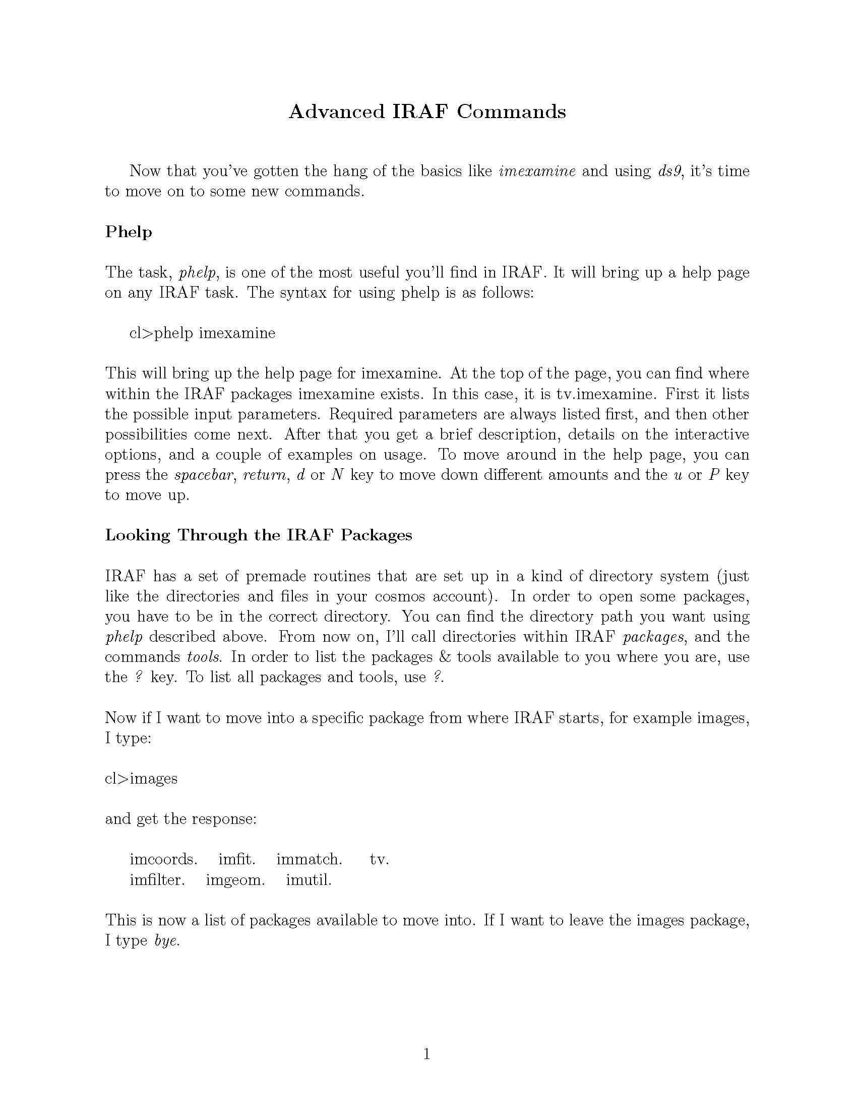 Observations and Instrumentation 1