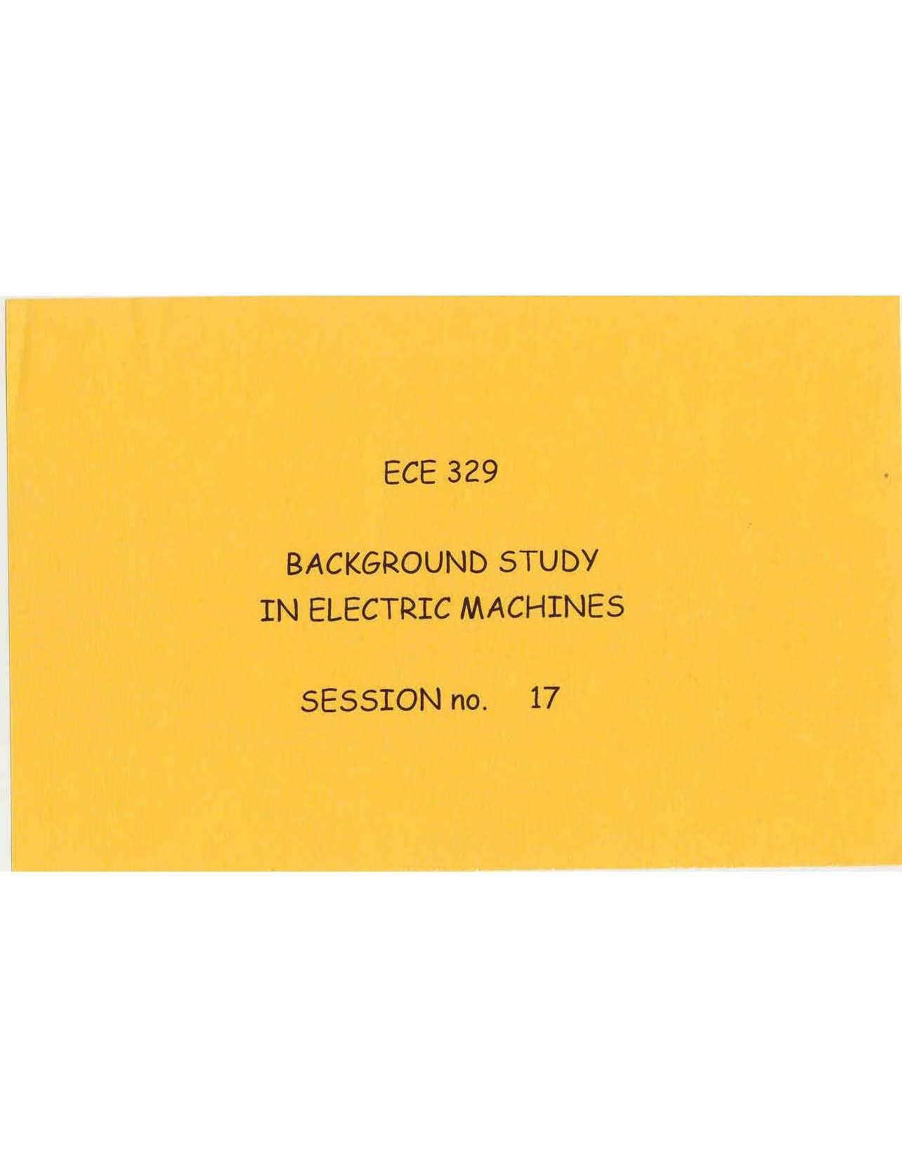 Background Study in Electrical Machines