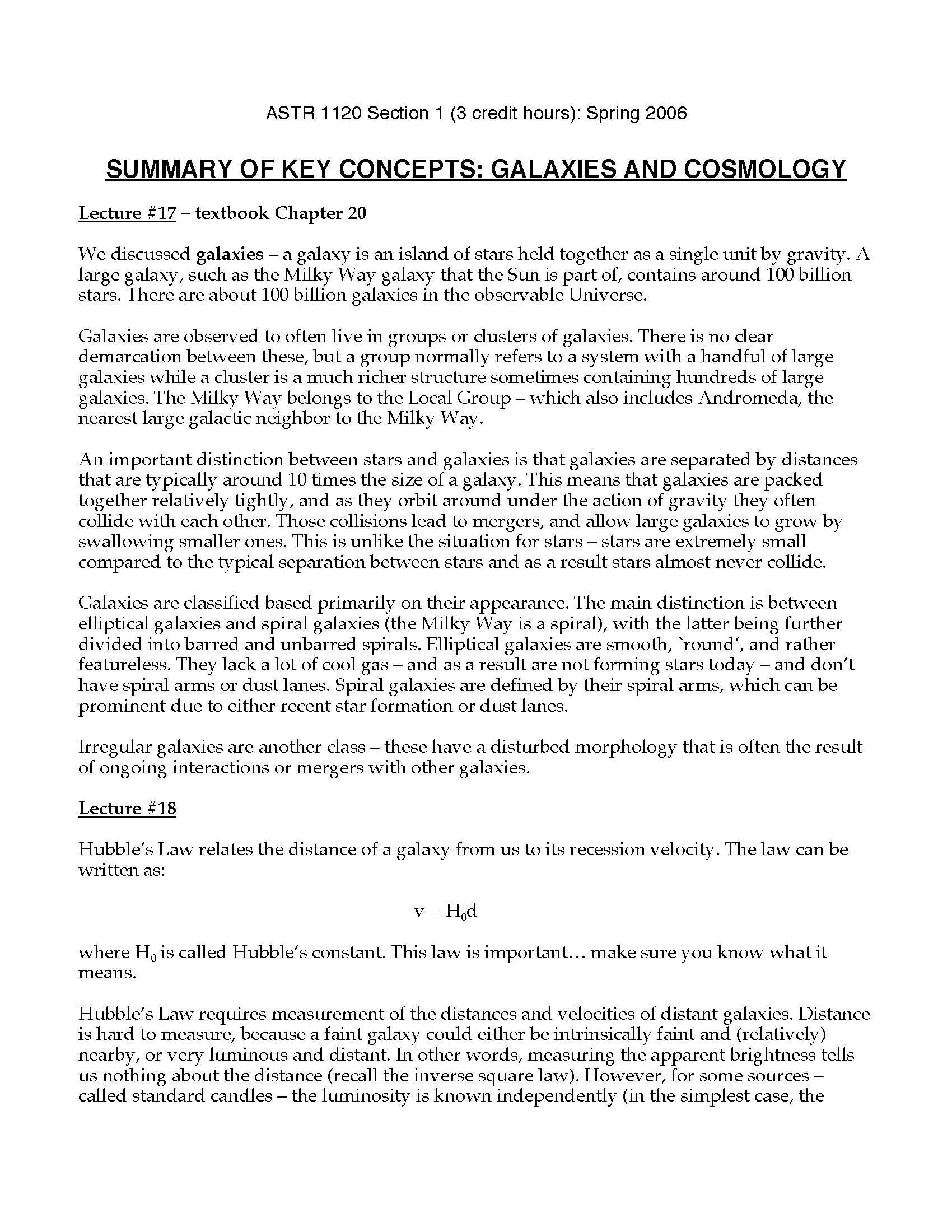 General Astronomy Stars and Galaxies