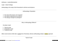 Anthropology Notes from 8/24/5 to 9/3/2015