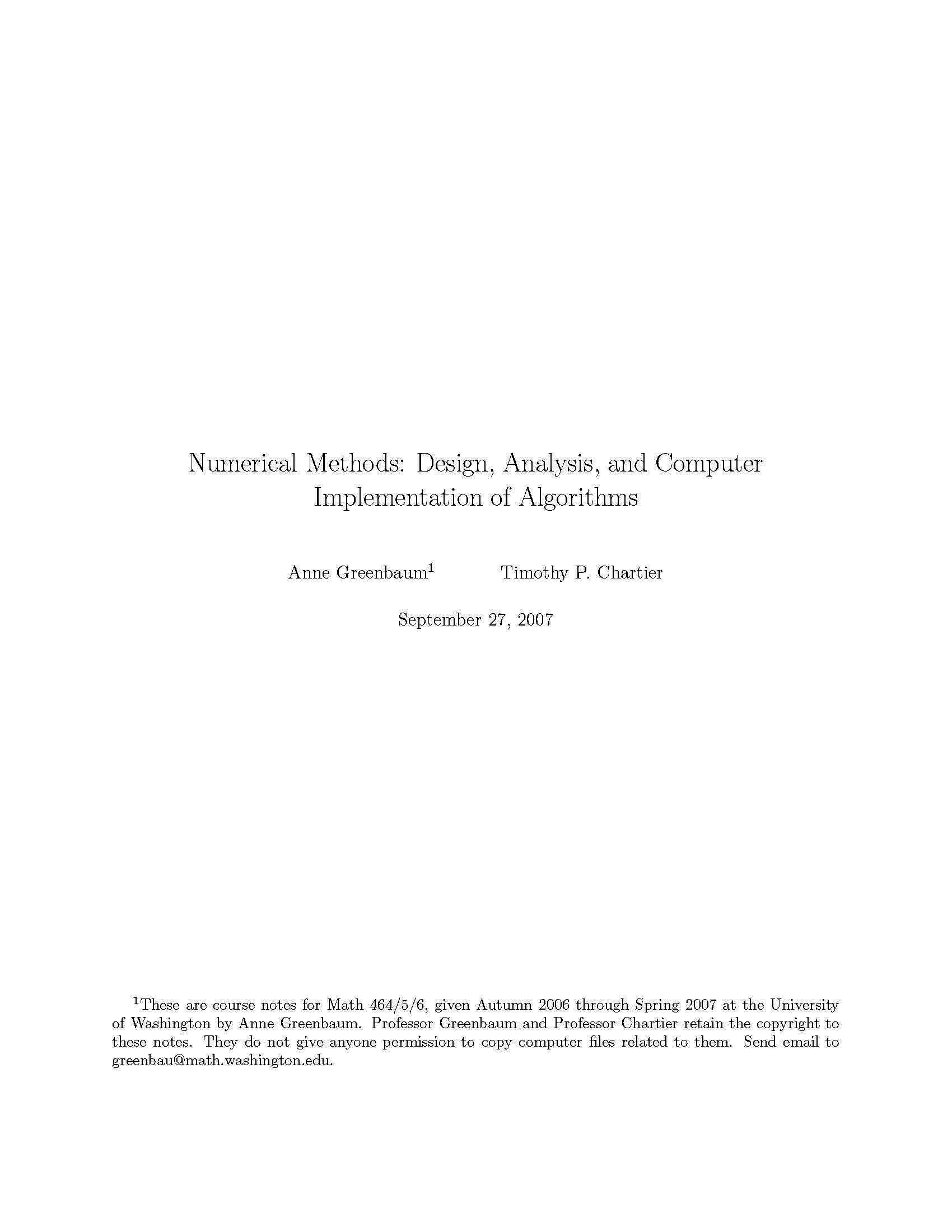 NUMERICAL ANLYS I
