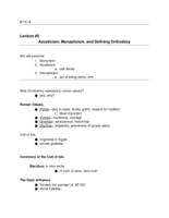 Lecture #2: Asceticism, Monasticism, and Defining Orthodoxy