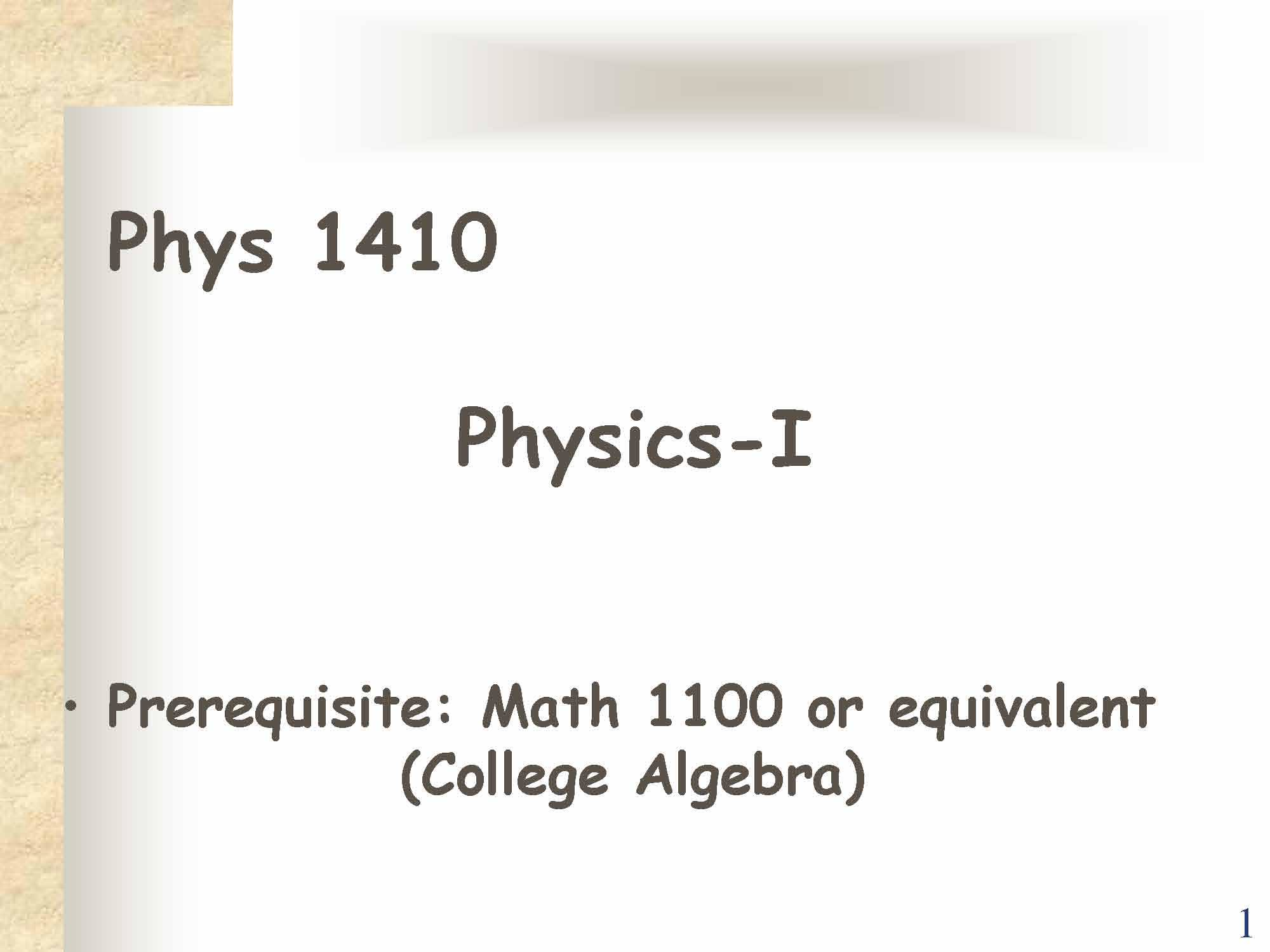 General Physics I