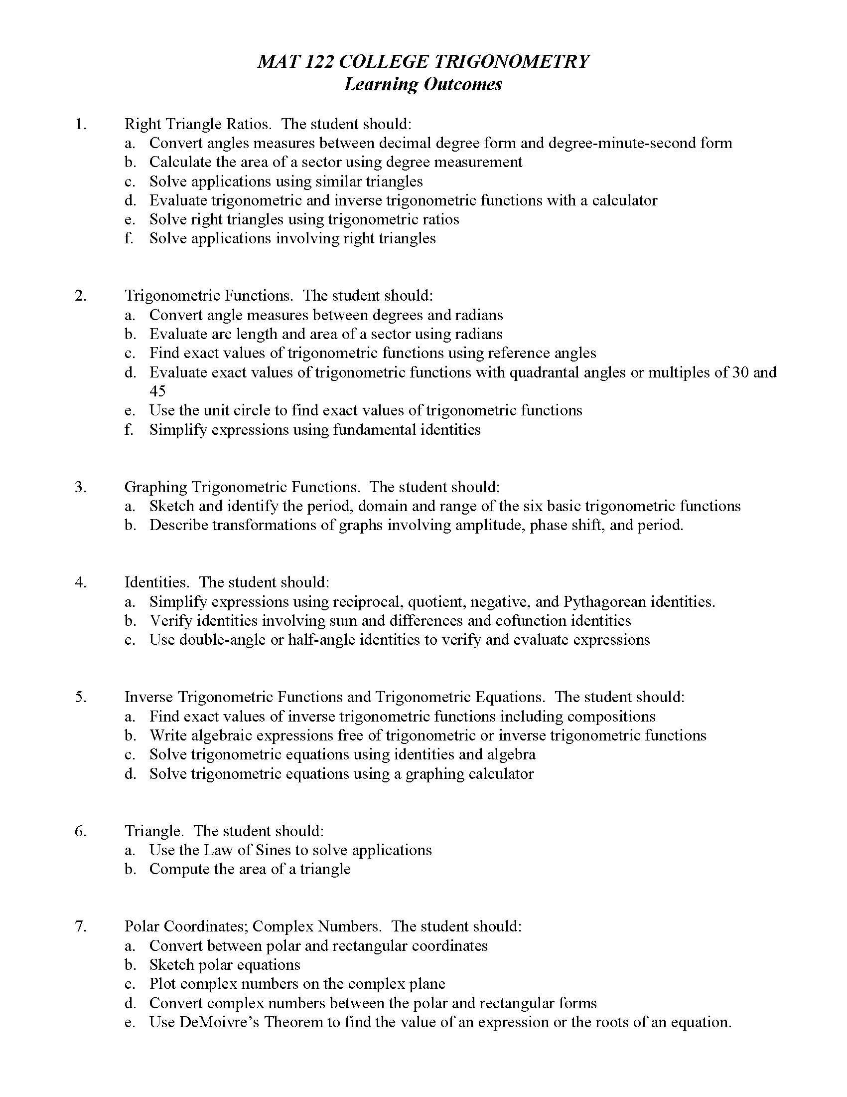College Trigonometry MA1
