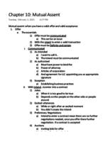 Chapter 10 Mutual Assent
