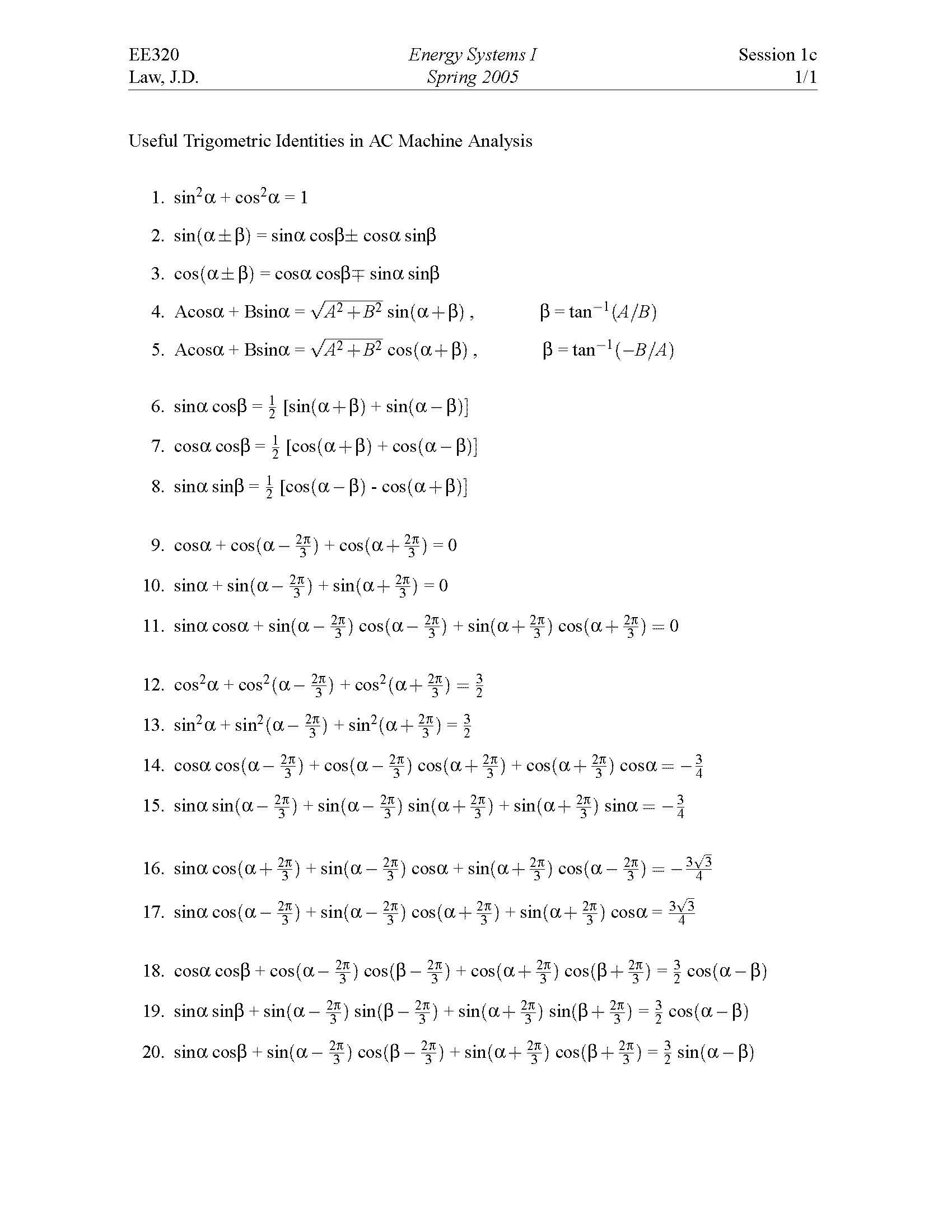 Energy Systems I