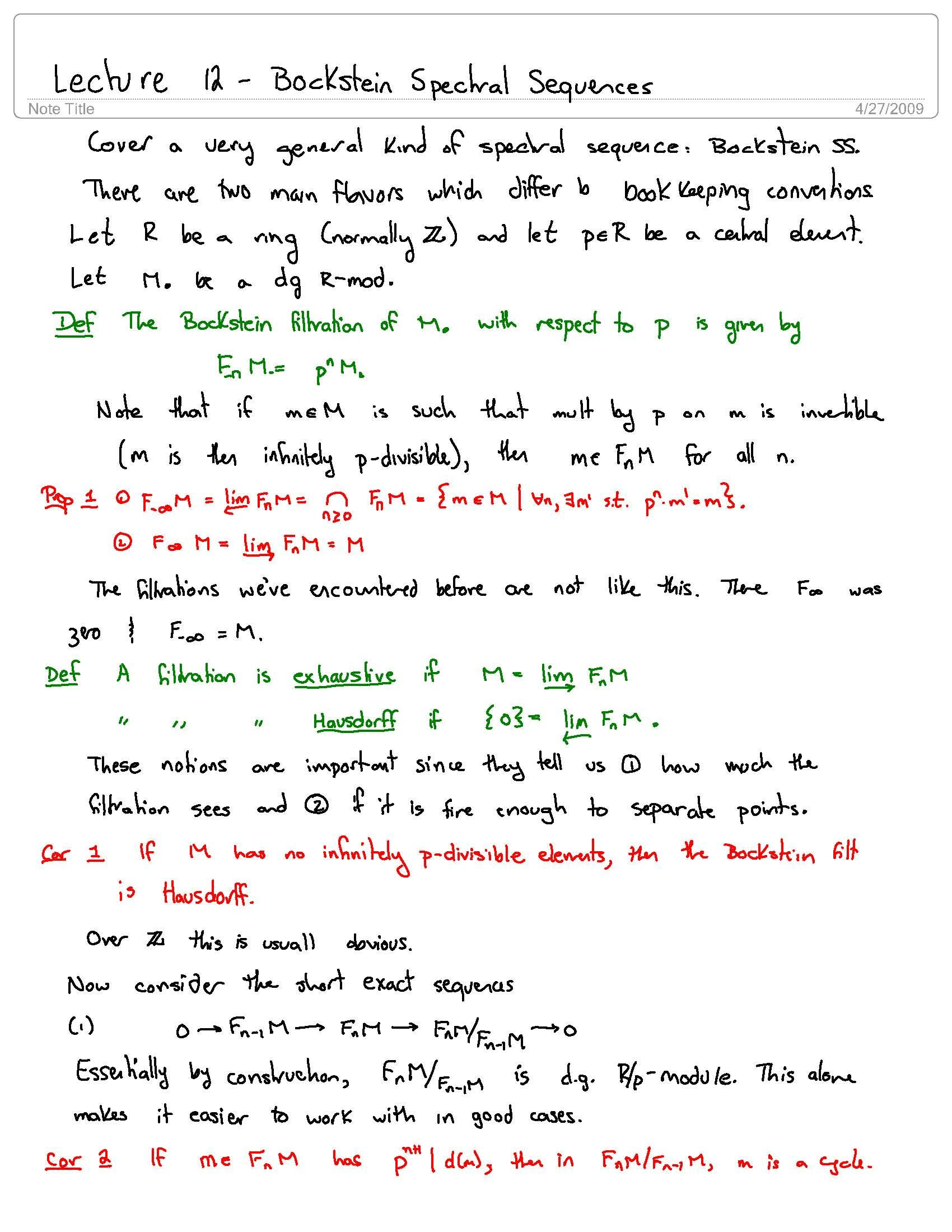 Topics in Algebraic Topology