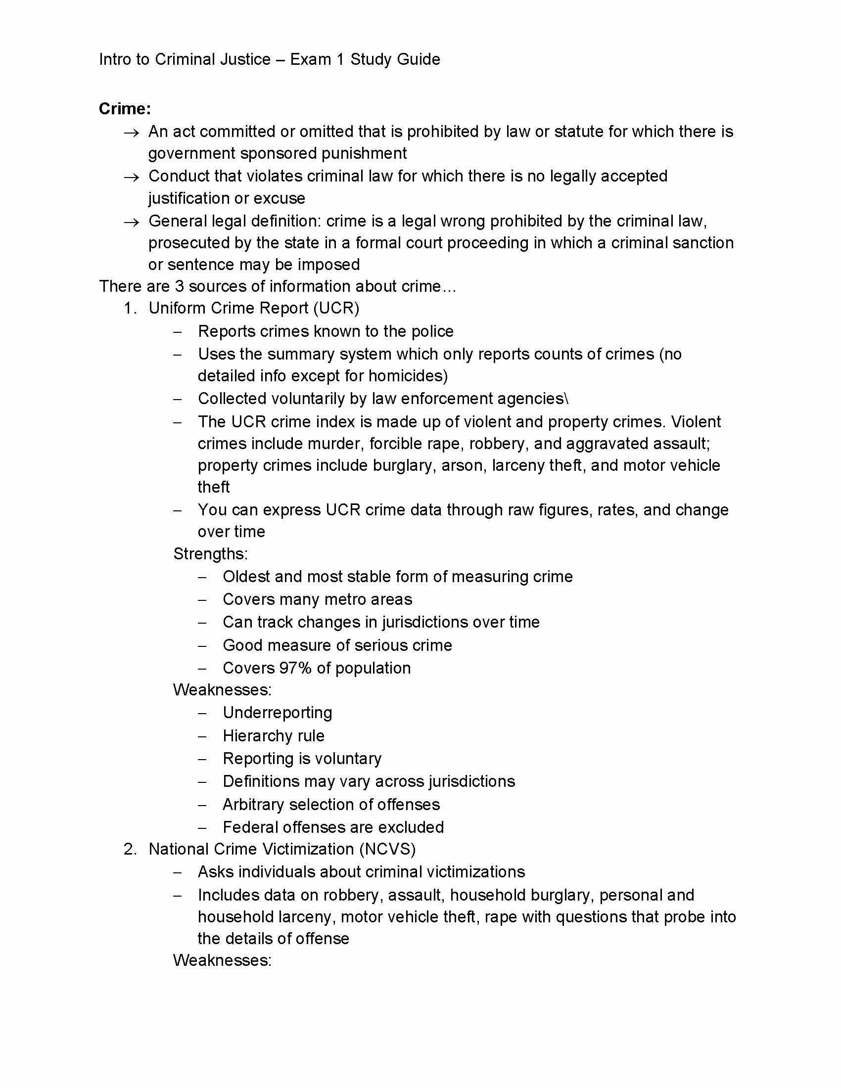 Intro to Criminal Justice