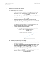 Linear Regression and Correlation
