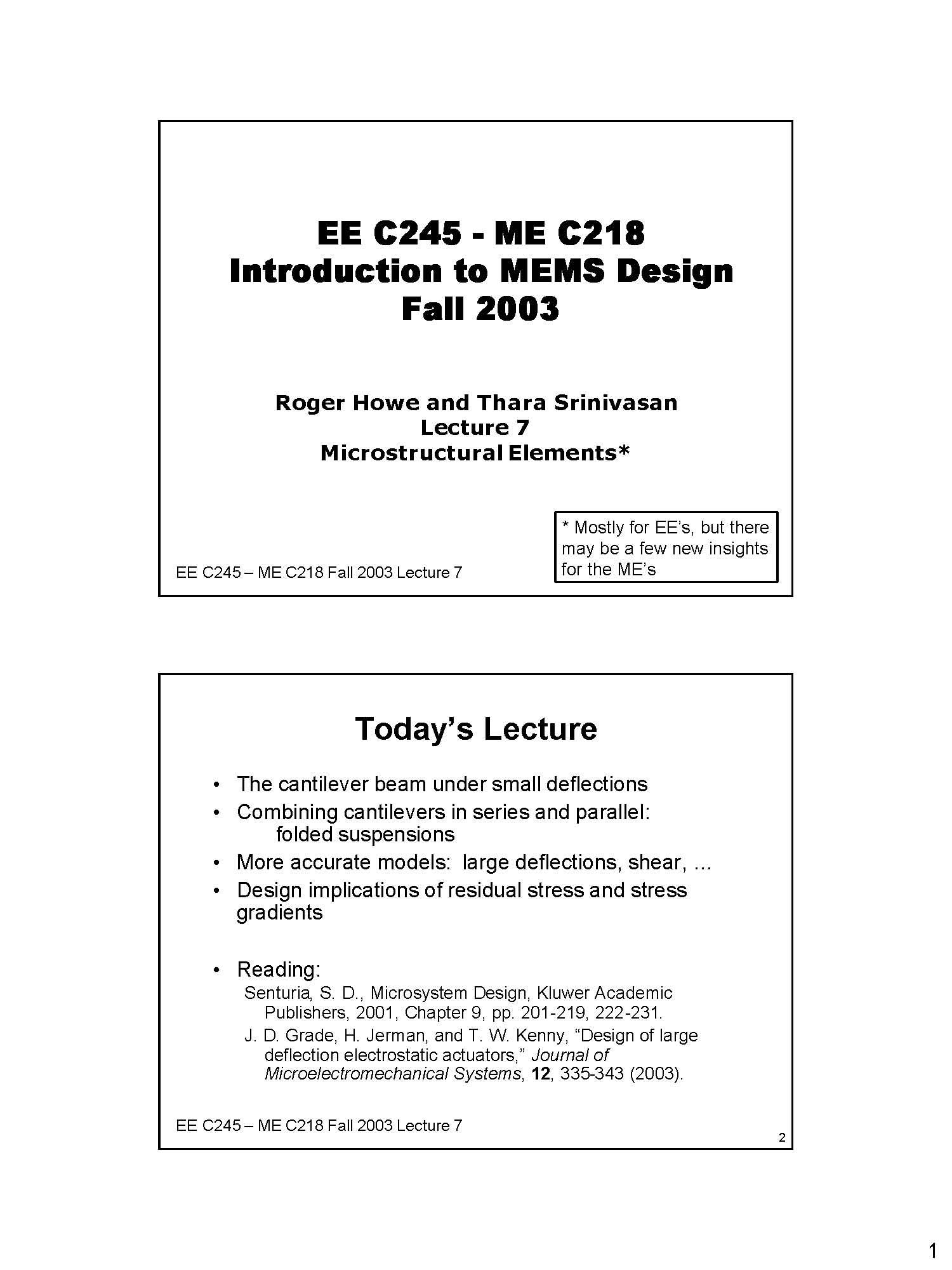 Introduction to MEMS Design