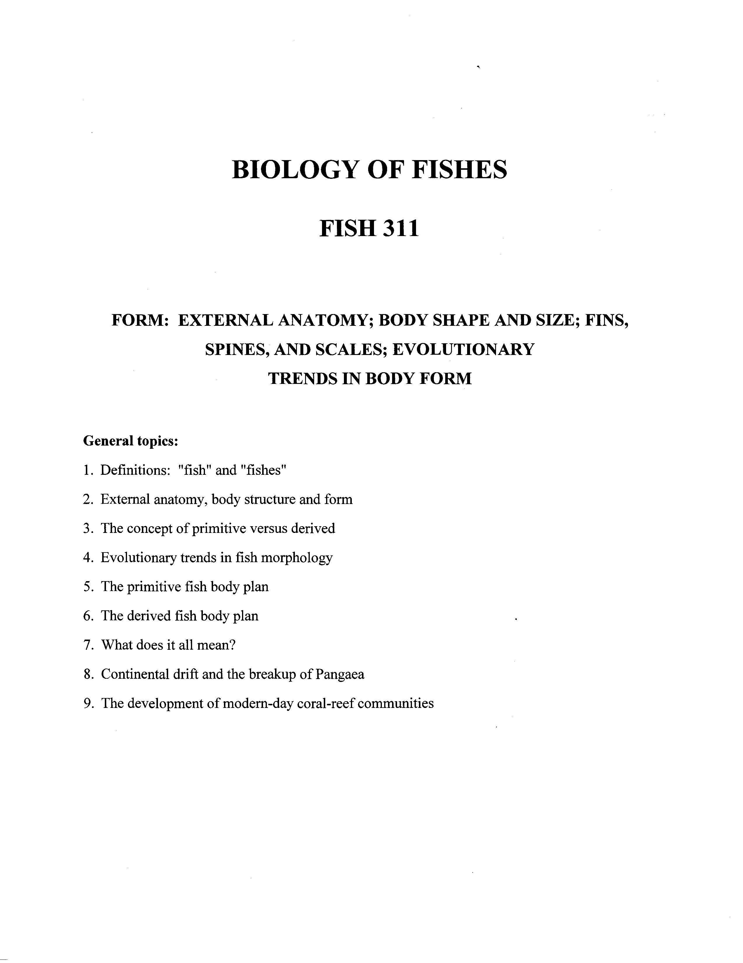 BIOLOGY OF FISHES