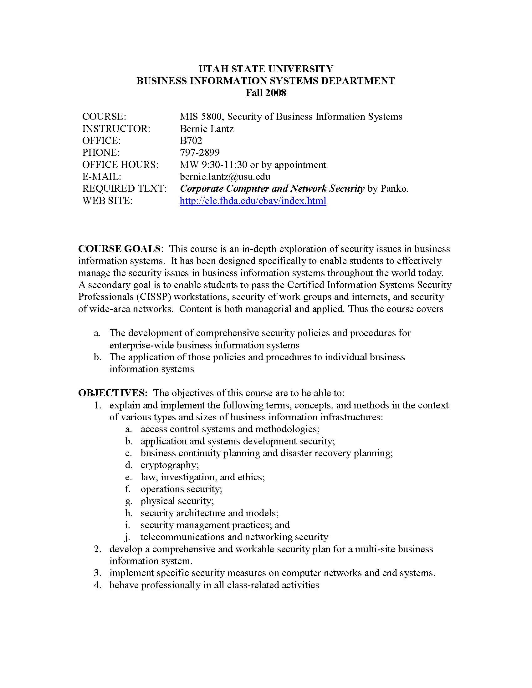 Security of Business Information Systems