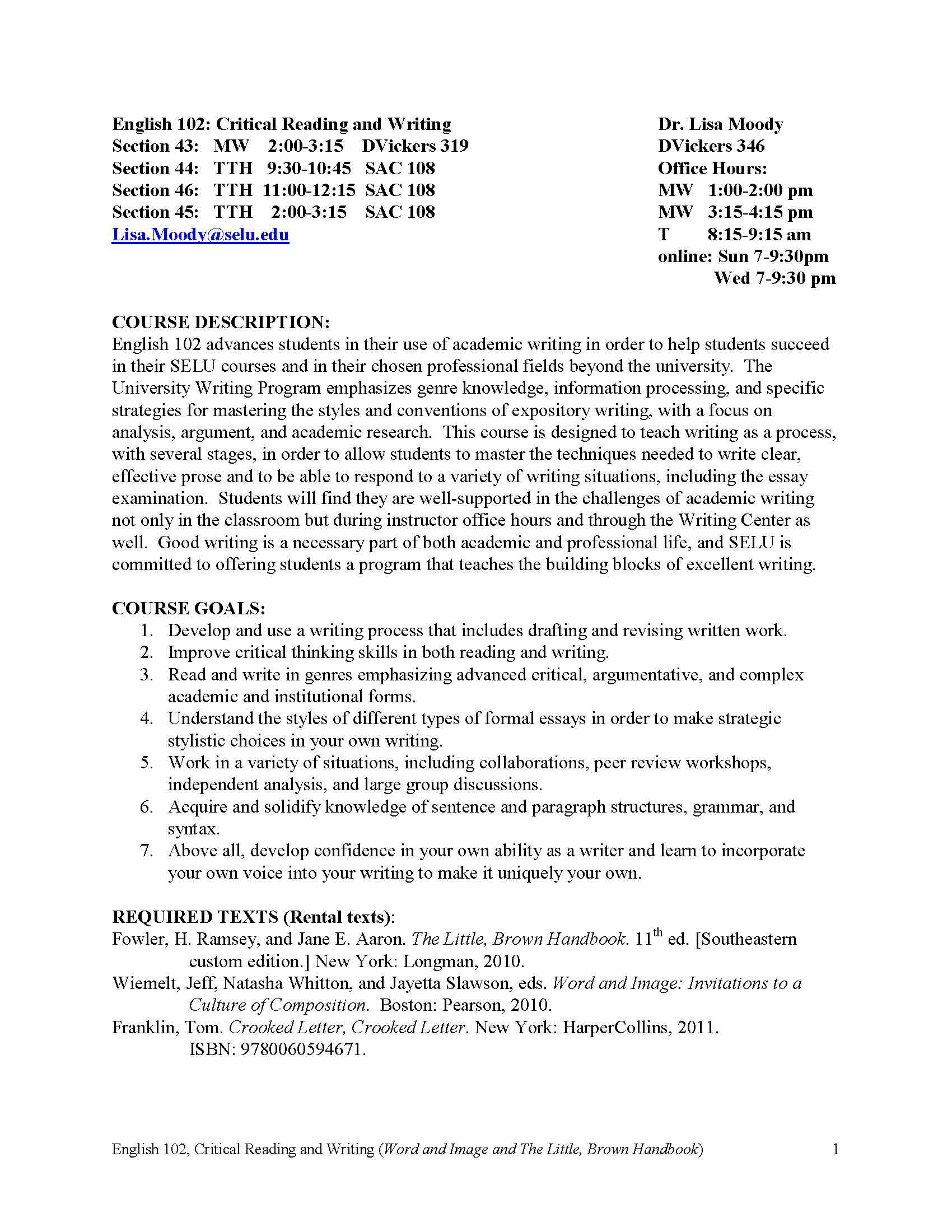 CRITICAL READING AND WRITING