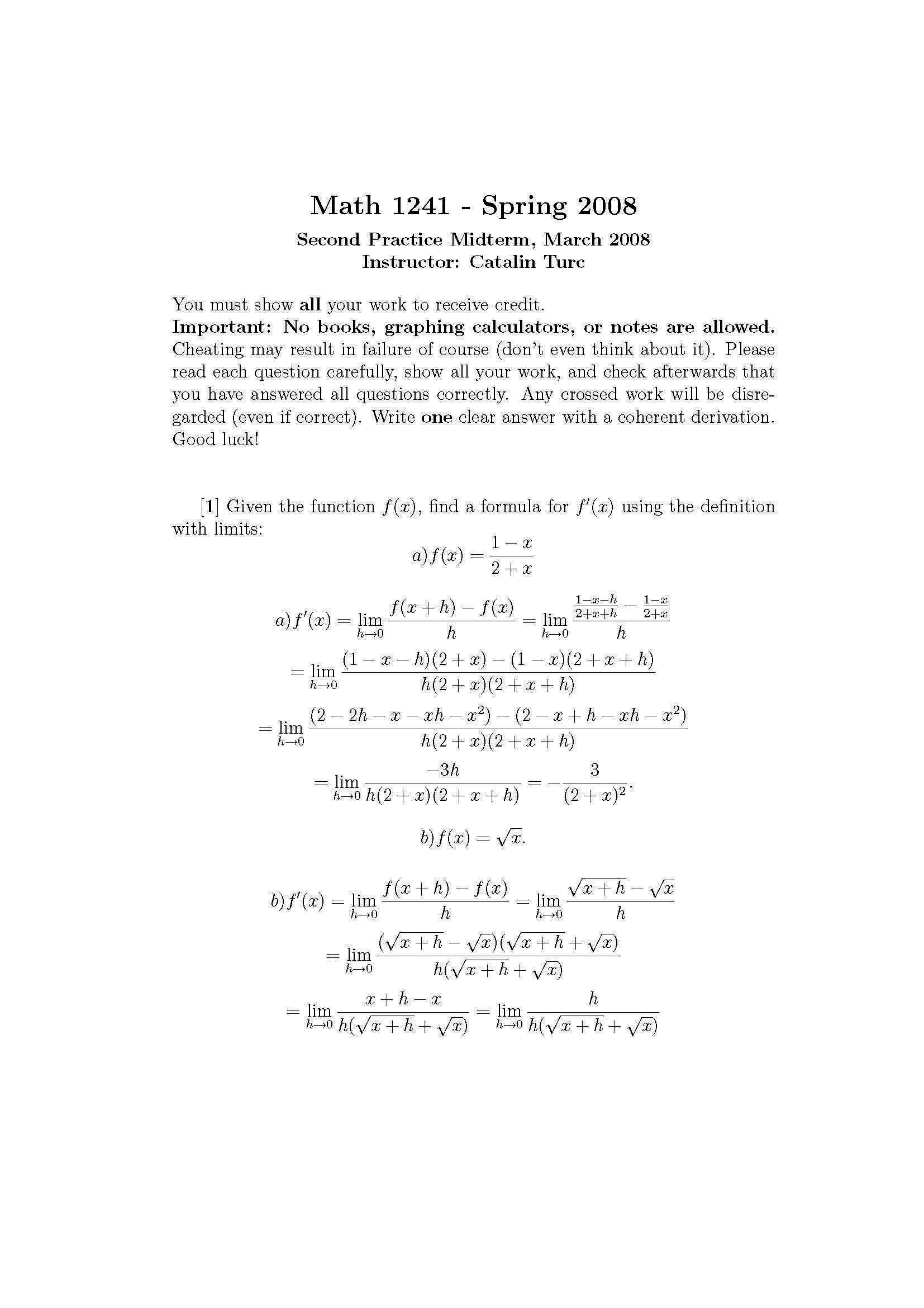 Calculus I