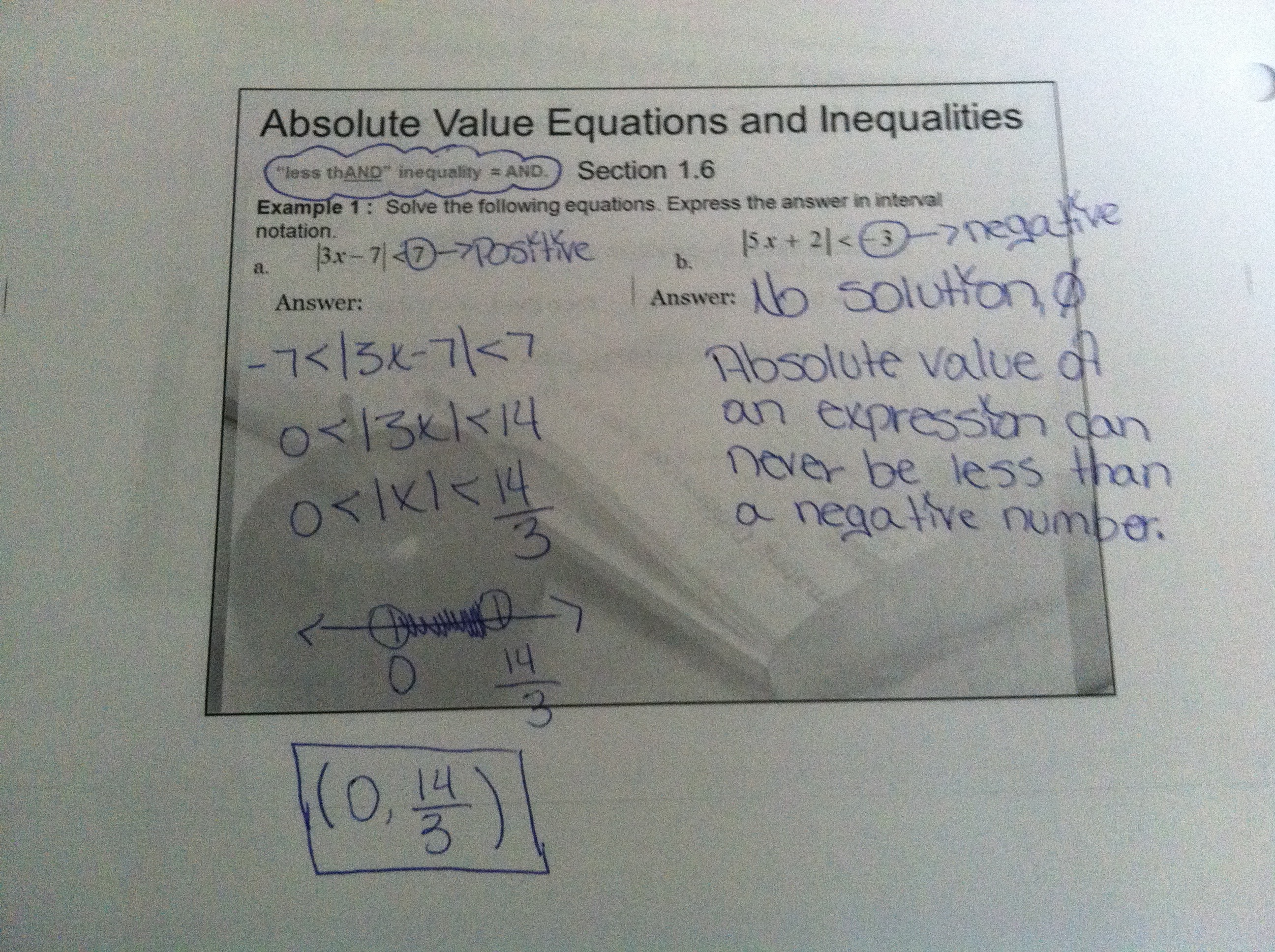 Section 1.6- Solving Absolute Value Equations and Inequalities