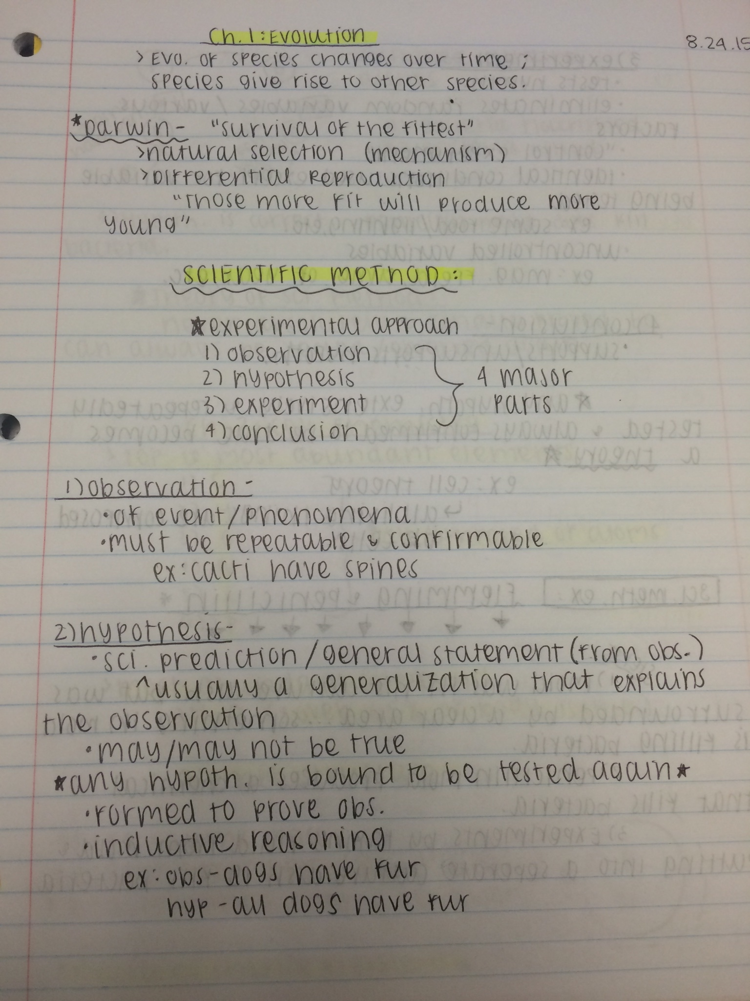 BIO 111 Lecture notes (ch. 1-2)