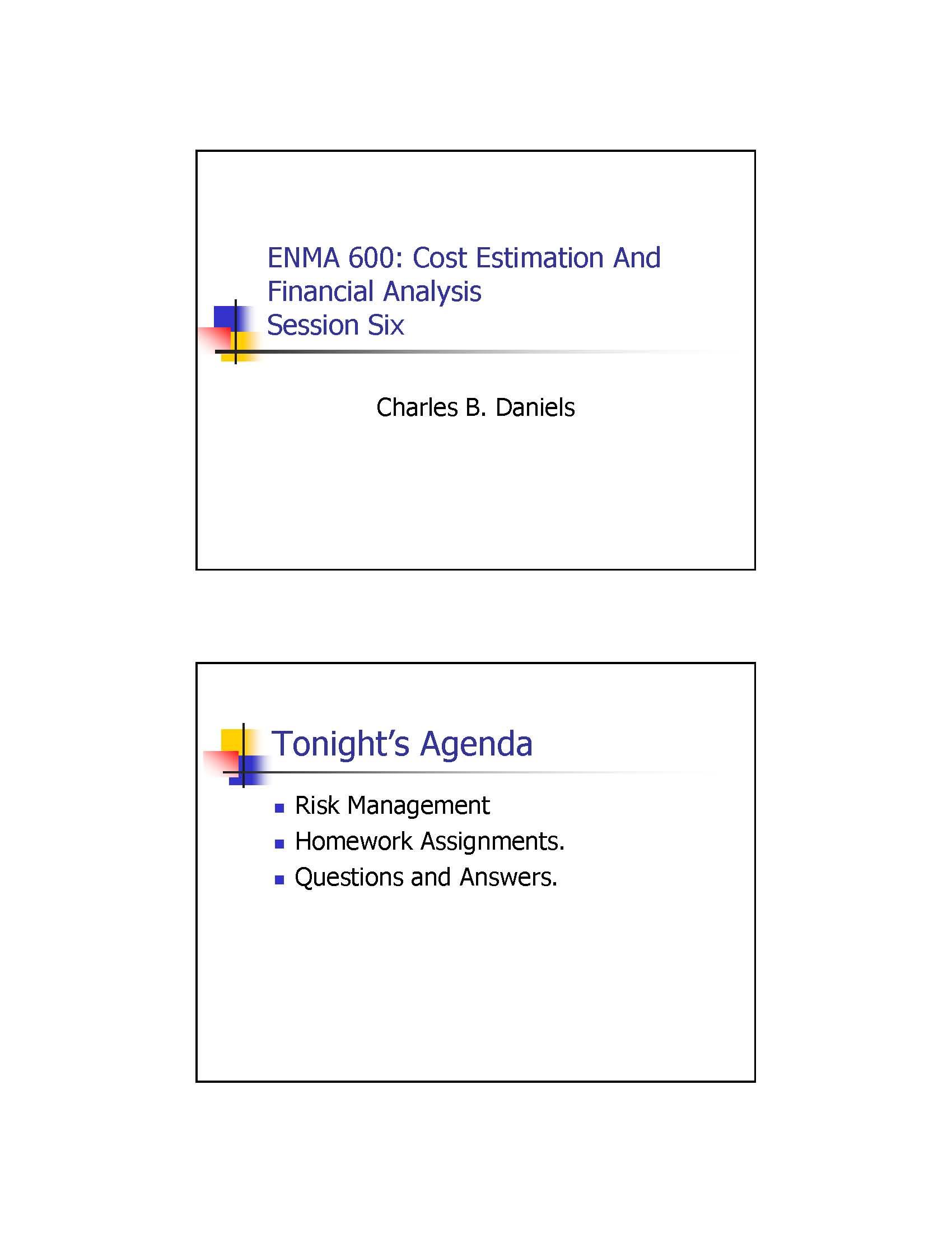 Cost Estimating and Financial Analysis