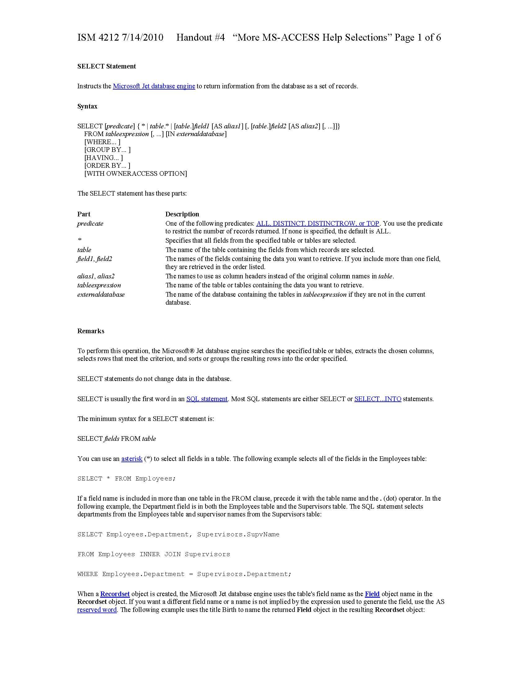Database Design and Implementation
