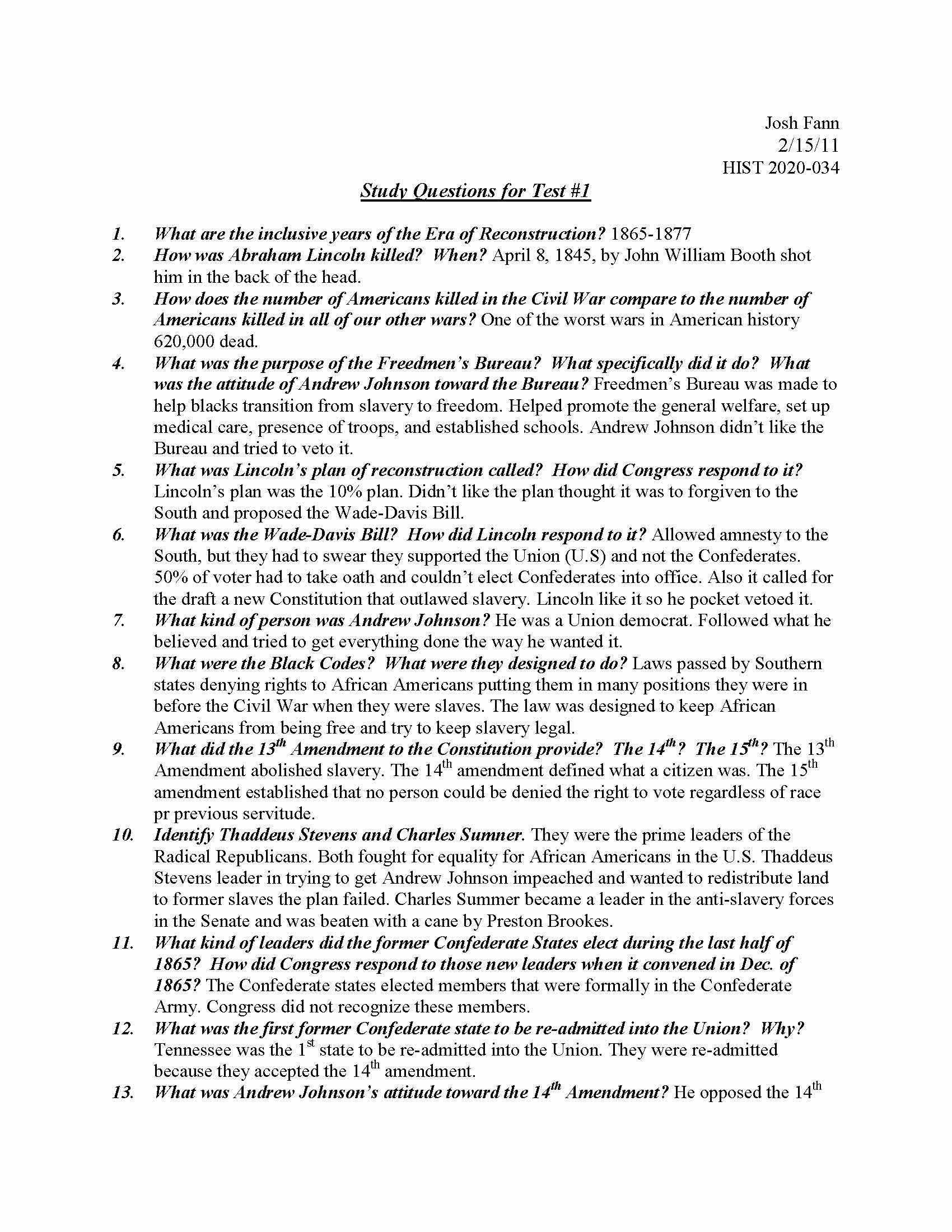 Survey of United States History II