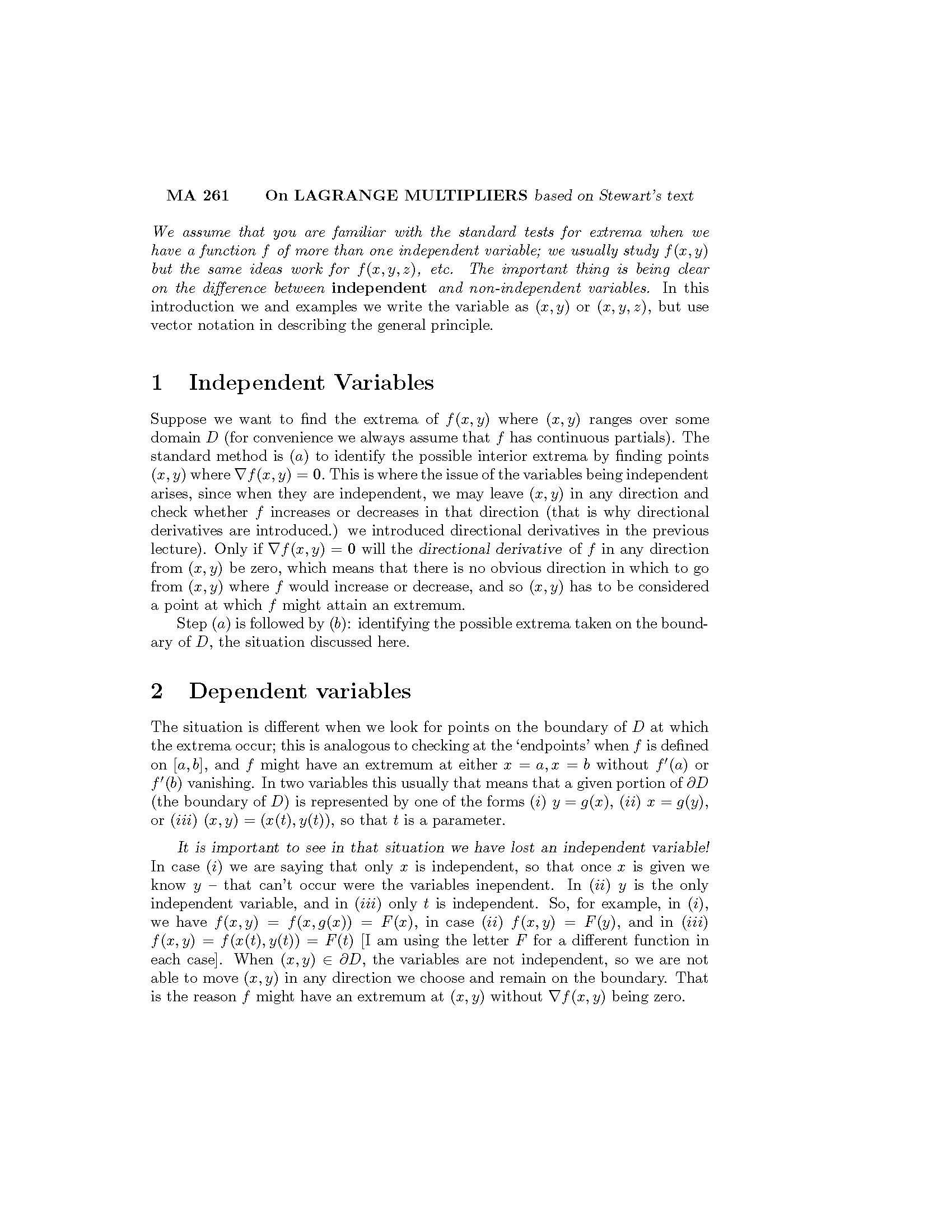 Multivariate Calculus