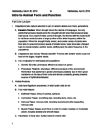 Biology 162, Week One/Two Animal Form and Function Lecture