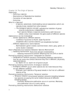 Bio 203-001 Chapter 14 Notes