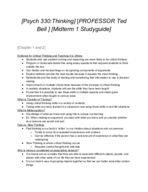 Psych 330: Study Guide for Midterm 1