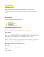 FOS 2001 Man's Food: Lesson 3 - The Cell