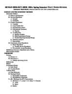 Human Biology Test 1 Outline
