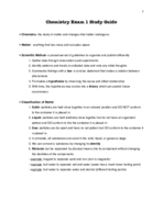 Chemistry Exam 1 Study Guide