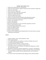 Nutrition 109:Study Guide 1