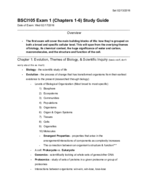 BSCI105 Exam 1 Study Guide