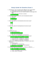 Study Guide for Genetics Exam 1