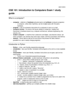 CSE 101 Study Guide for Exam 1