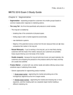 MKTG 3310 Exam 3 Study Guide