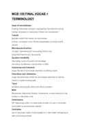 MCB 150 FINAL EXAM VOCAB REVIEW