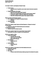 Physical Anthropology, Week of April 11th