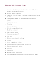 BIOL 111 Evolution 